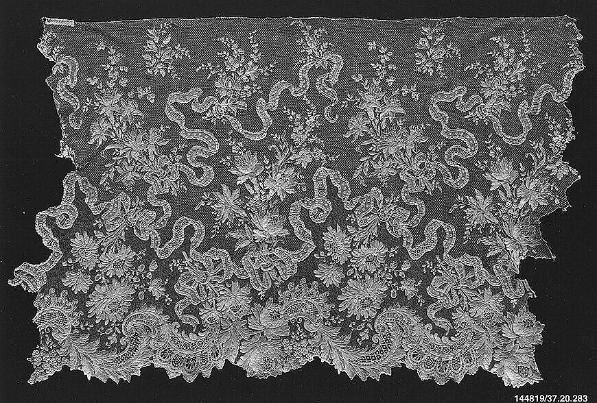 Flounce (one of a pair), Georges Martin (Compagnie des Indes), Needle lace, point d’Alençon, French 