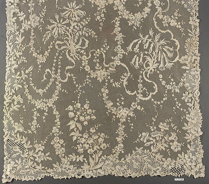 Scarf, Needle lace, point d’Alençon, French 