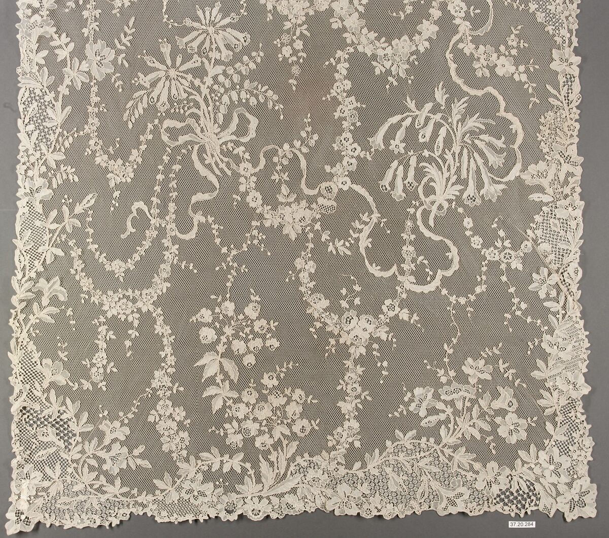 Scarf, Needle lace, point d’Alençon, French