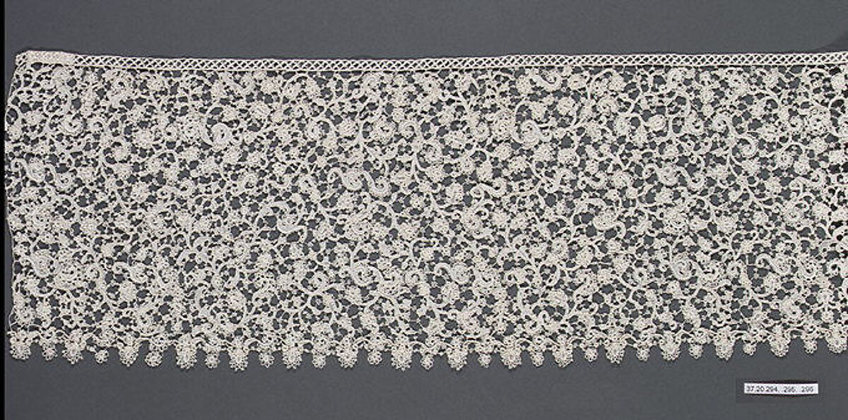 Border (one of three joined), Needle lace, Italian 