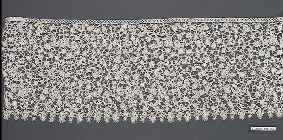 Border (one of three joined), Needle lace, Italian 