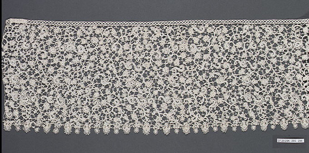 Border (one of three joined), Needle lace, Italian 