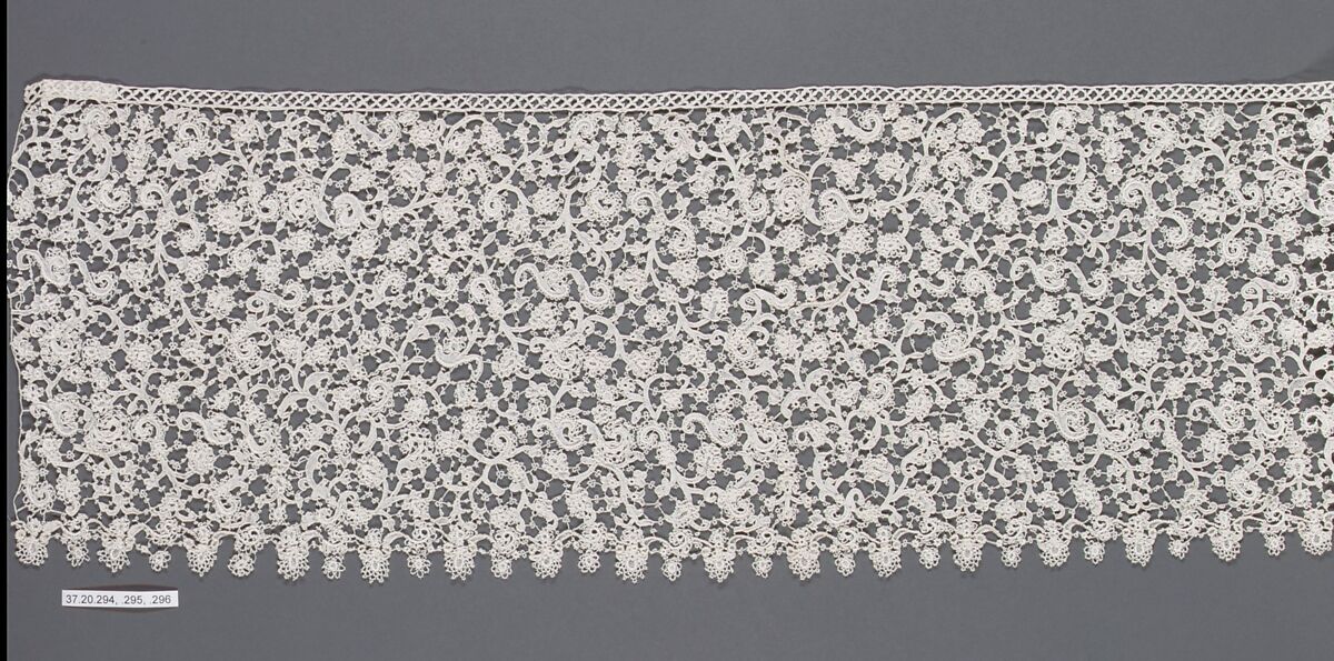 Border (one of three joined), Needle lace, Italian