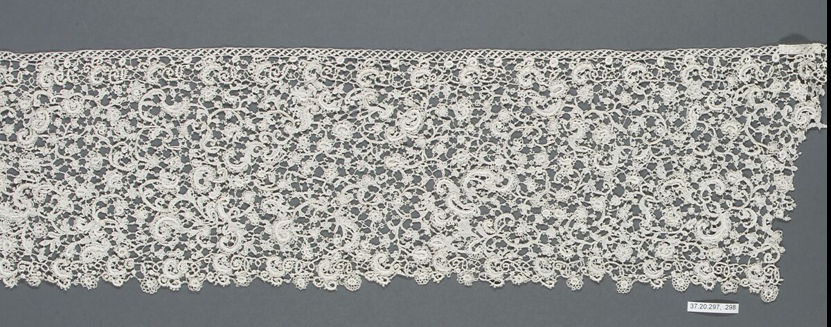 Border (one of two joined), Needle lace, Italian