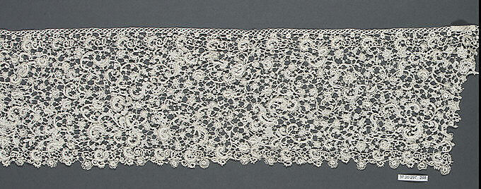 Border (one of two joined), Needle lace, Italian 
