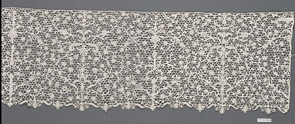 Part of a flounce (one of six), Needle lace, possibly French