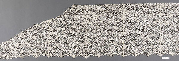 Part of a flounce (one of six), Needle lace, possibly French 