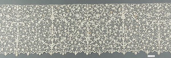 Part of a flounce (one of six), Needle lace, possibly French 