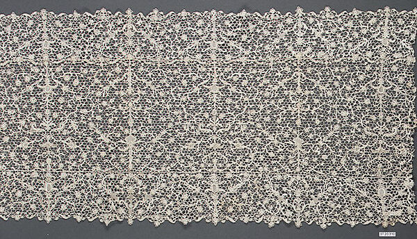 Part of a flounce (one of two), Needle lace, possibly French 