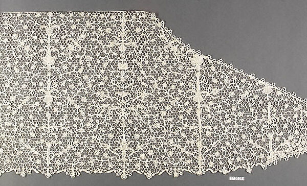 Part of a flounce (one of two), Needle lace, possibly French 