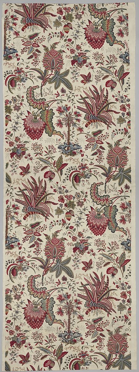 Fleurs Tropicales et Palmiers (Tropical Flowers and Palm Trees), Oberkampf Manufactory (French, active 1760–1843), Cotton, block printed, French, Jouy-en-Josas 