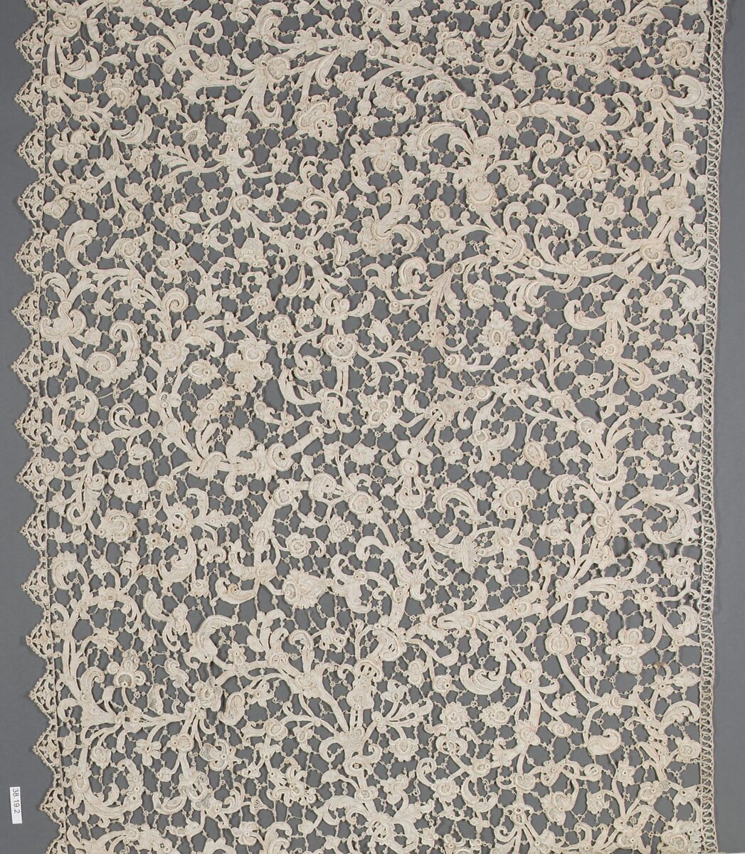 Flounce, Needle lace, gros point lace, Italian, Venice