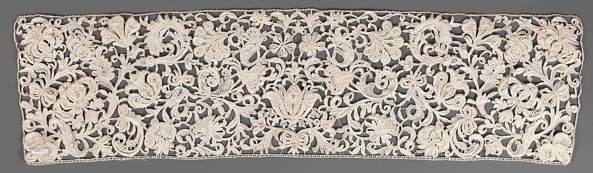 Cravat, Needle lace, gros point lace, linen, probably Austrian