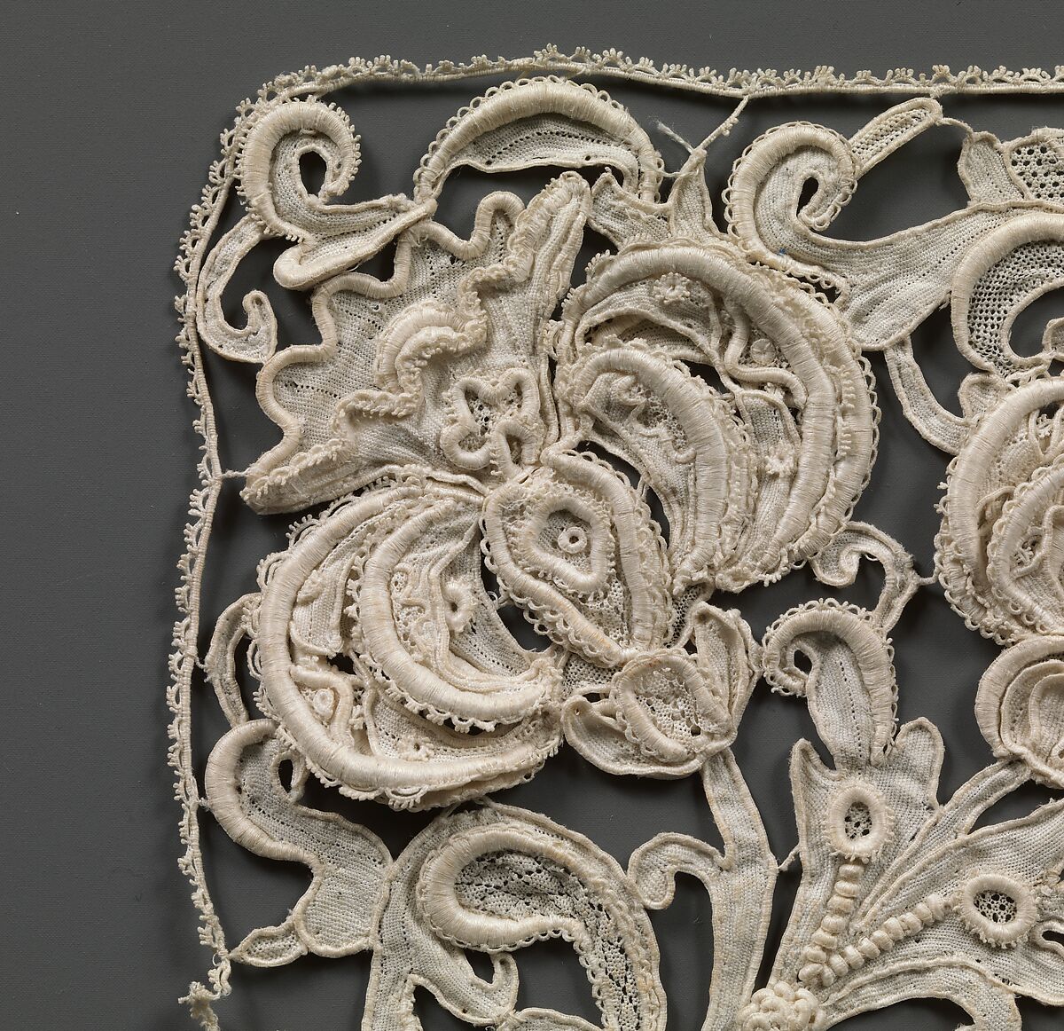 Cravat, Needle lace, gros point lace, linen, probably Austrian