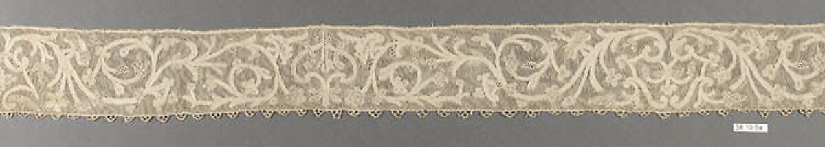 Hebrew ritual lace (one of four), Silk, needle lace, Italian, Burano 