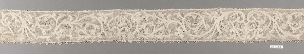 Hebrew ritual lace (one of four), Silk, needle lace, Italian, Burano