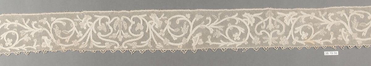 Hebrew ritual lace (one of four), Silk, needle lace, Italian, Burano