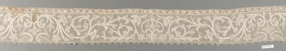 Hebrew ritual lace (one of four), Silk, needle lace, Italian, Burano
