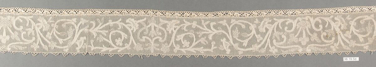 Hebrew ritual lace (one of four), Silk, needle lace, Italian, Burano