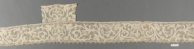 Hebrew ritual lace (one of four), Silk, needle lace, Italian, Burano 