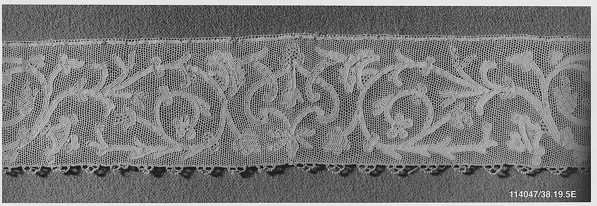 Hebrew ritual lace (one of four), Silk, needle lace, Italian, Burano