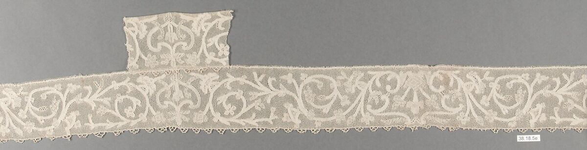 Hebrew ritual lace (one of four), Silk, needle lace, Italian, Burano