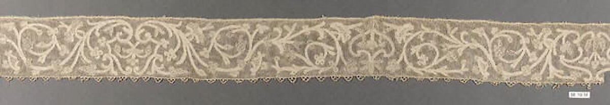 Hebrew ritual lace (one of four), Silk, needle lace, Italian, Burano 