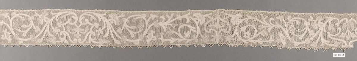 Hebrew ritual lace (one of four), Silk, needle lace, Italian, Burano