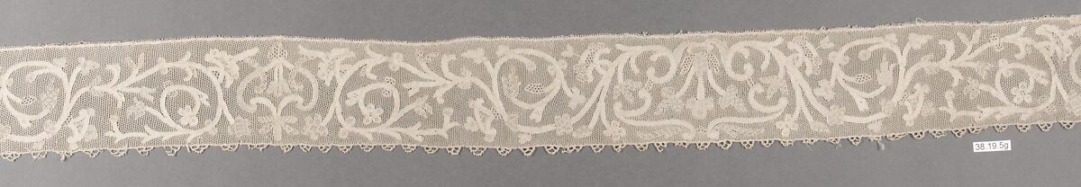 Hebrew ritual lace (one of four), Silk, needle lace, Italian, Burano