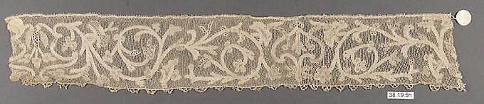 Hebrew ritual lace (one of four), Silk, needle lace, Italian, Burano 