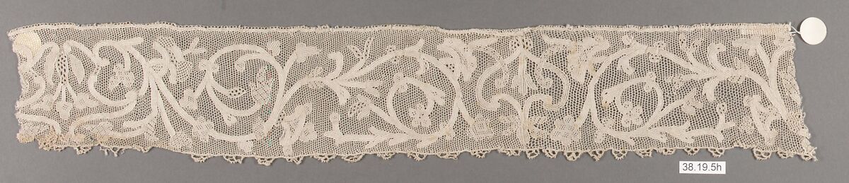 Hebrew ritual lace (one of four), Silk, needle lace, Italian, Burano