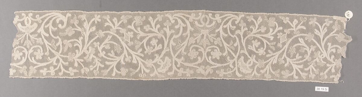 Hebrew ritual lace (one of four), Silk, needle lace, Italian, Burano