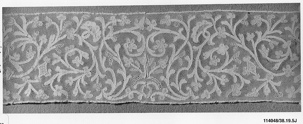 Hebrew ritual lace (one of four), Silk, needle lace, Italian, Burano