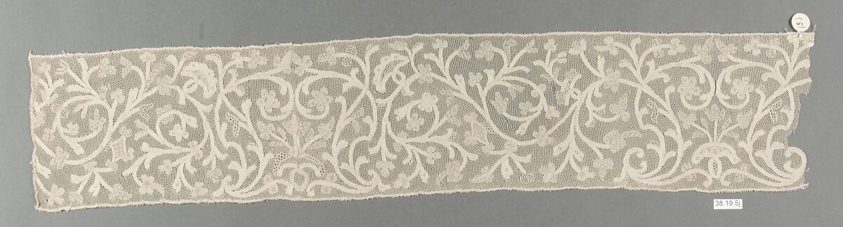 Hebrew ritual lace (one of four), Silk, needle lace, Italian, Burano