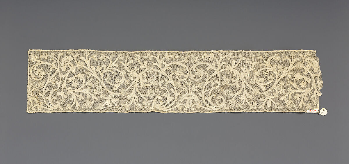 Hebrew ritual lace (one of four), Silk, needle lace, Italian, Burano