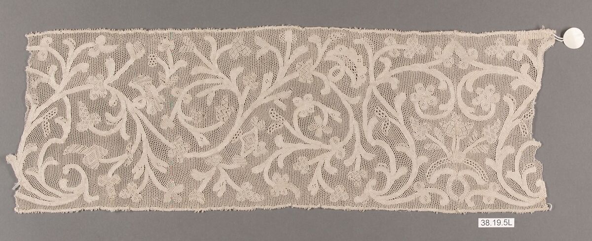 Hebrew ritual lace (one of four), Silk, needle lace, Italian, Burano