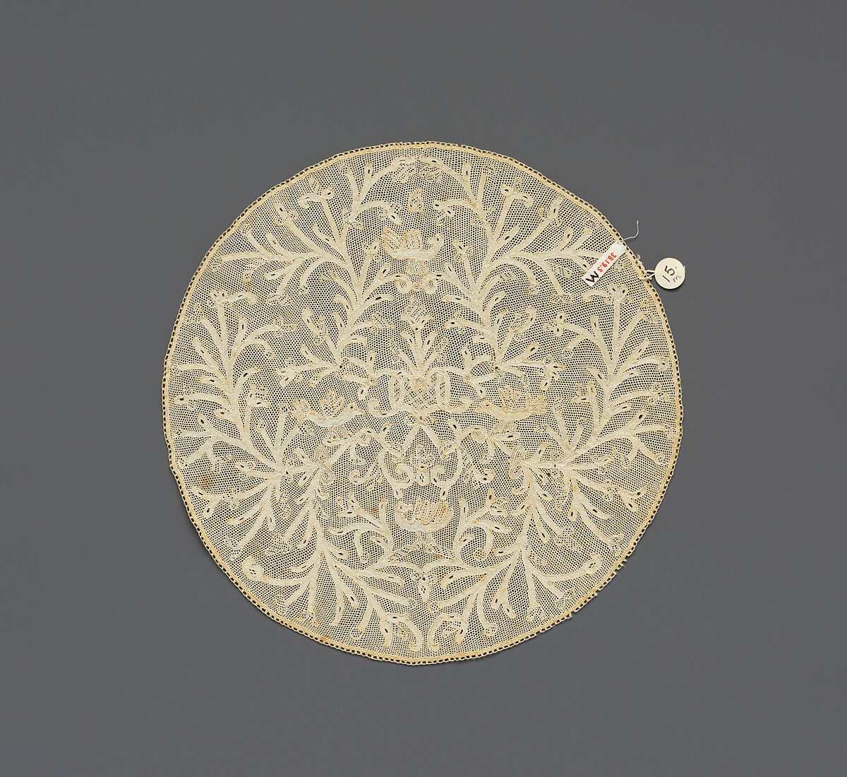 Hebrew ritual lace (part of a set), Silk, needle lace, Italian, Burano