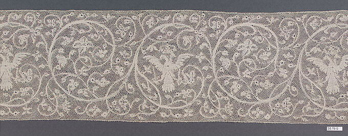 Border, Bobbin lace, possibly Italian 