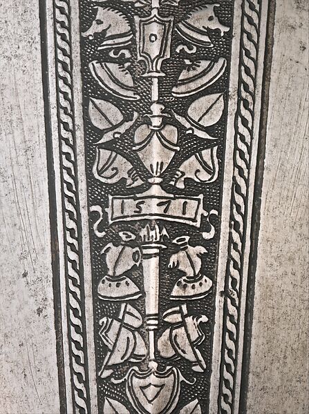 Infantry Armor, Upper plate of the gorget, skirt lames, and cheek pieces made by Daniel Tachaux (French, 1857–1928, active in France and America) in the Metropolitan Museum of Art, Armor Workshop, Steel, leather, brass, Italian