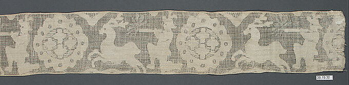 Border, Embroidered net, buratto, German 