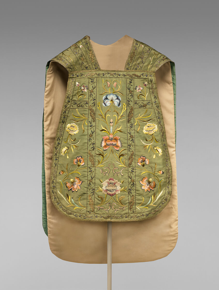 Chasuble, Silk and metal thread on silk, Chinese, for European market