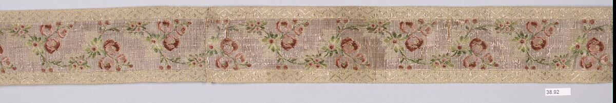 Ribbon, Silk and metal thread, French 