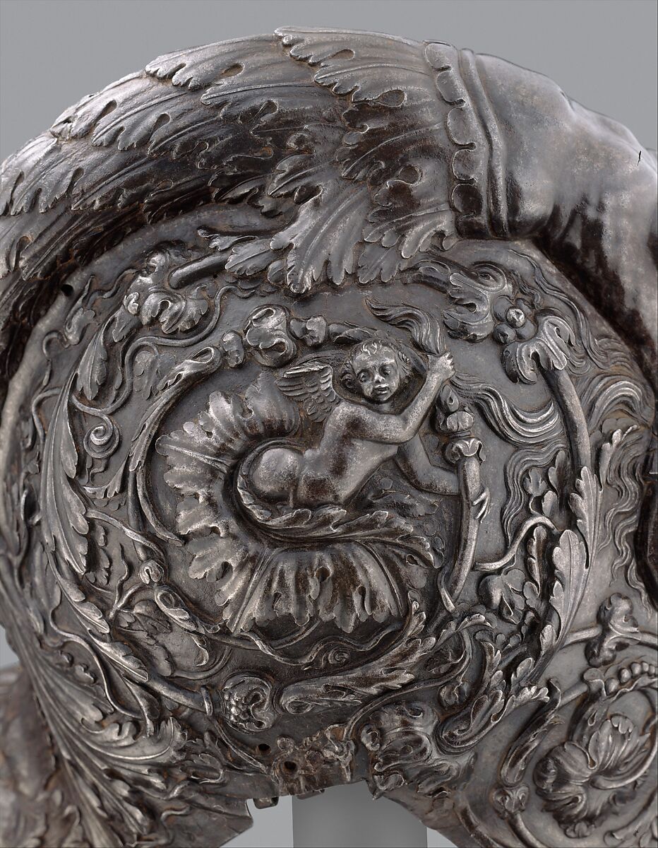 Burgonet, Filippo Negroli (Italian, Milan ca. 1510–1579), Steel, gold, textile, Italian, Milan