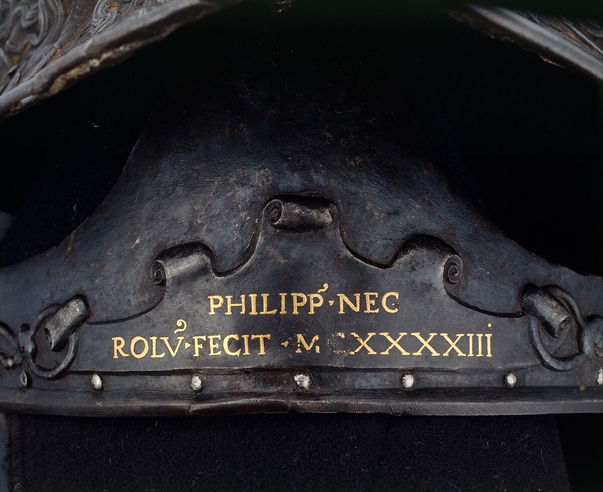 Burgonet, Filippo Negroli (Italian, Milan ca. 1510–1579), Steel, gold, textile, Italian, Milan