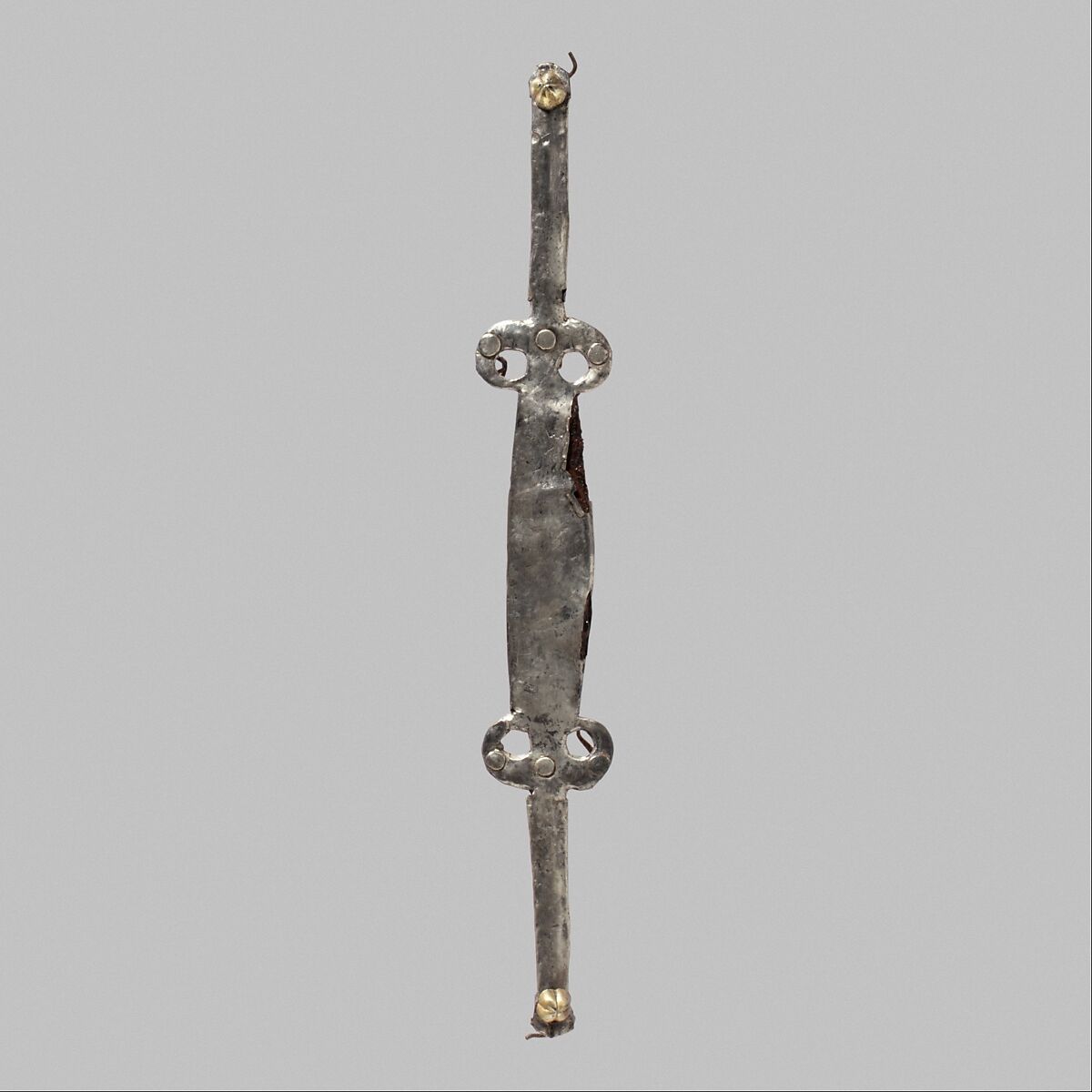 Shield Grip, Iron, silver, Western European, Gallo-Roman (found in Vermand, France)