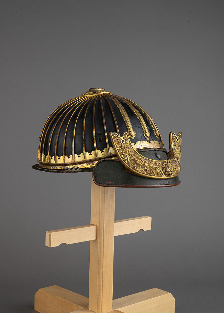 Bowl of a Helmet (<i>Suji Kabuto</i>), Iron, lacquer, copper, gold, Japanese
