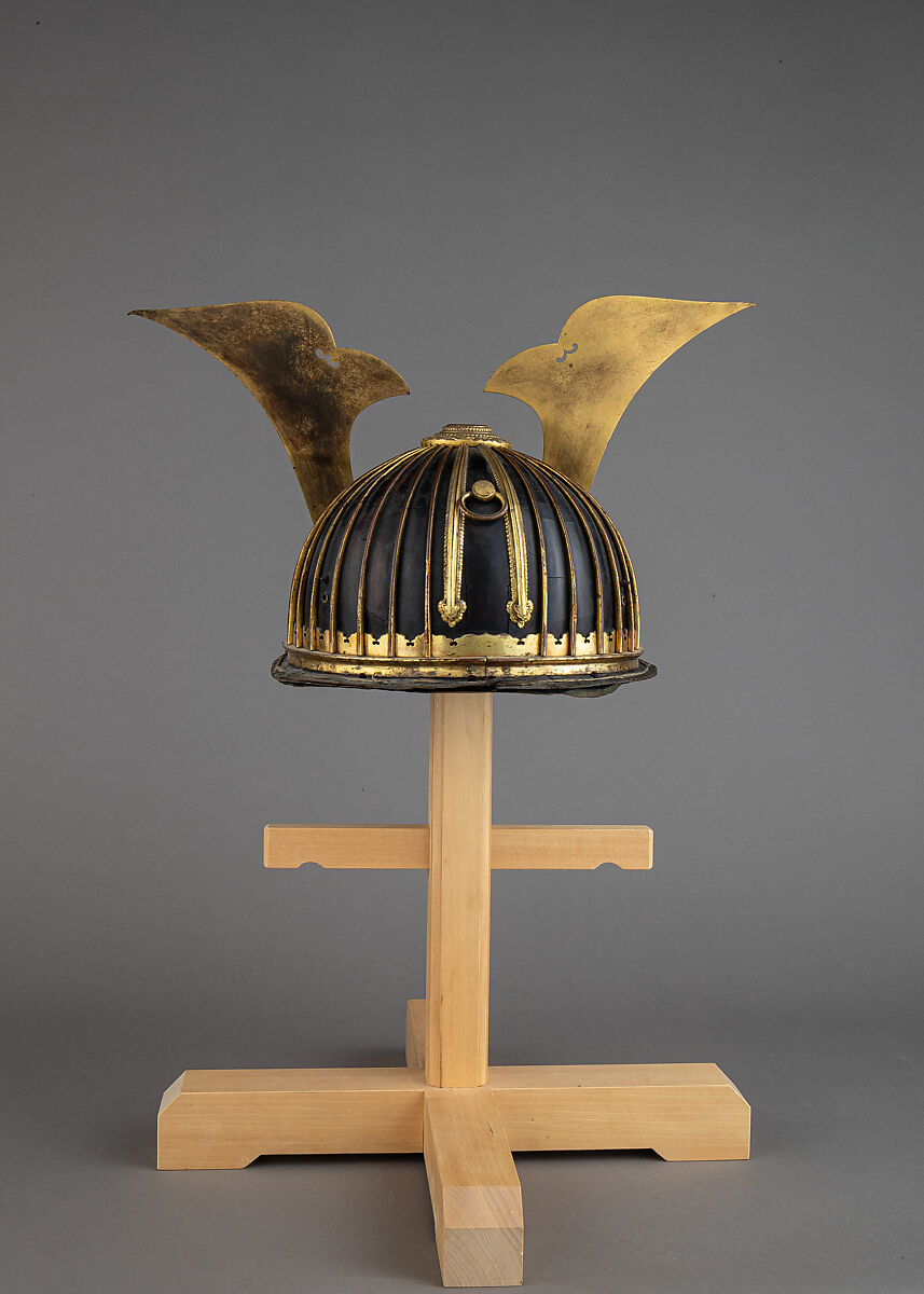 Bowl of a Helmet (<i>Suji Kabuto</i>), Iron, lacquer, copper, gold, Japanese