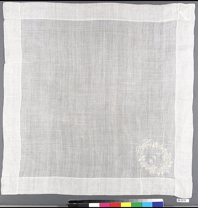 Handkerchief, Cotton on cotton, possibly French 
