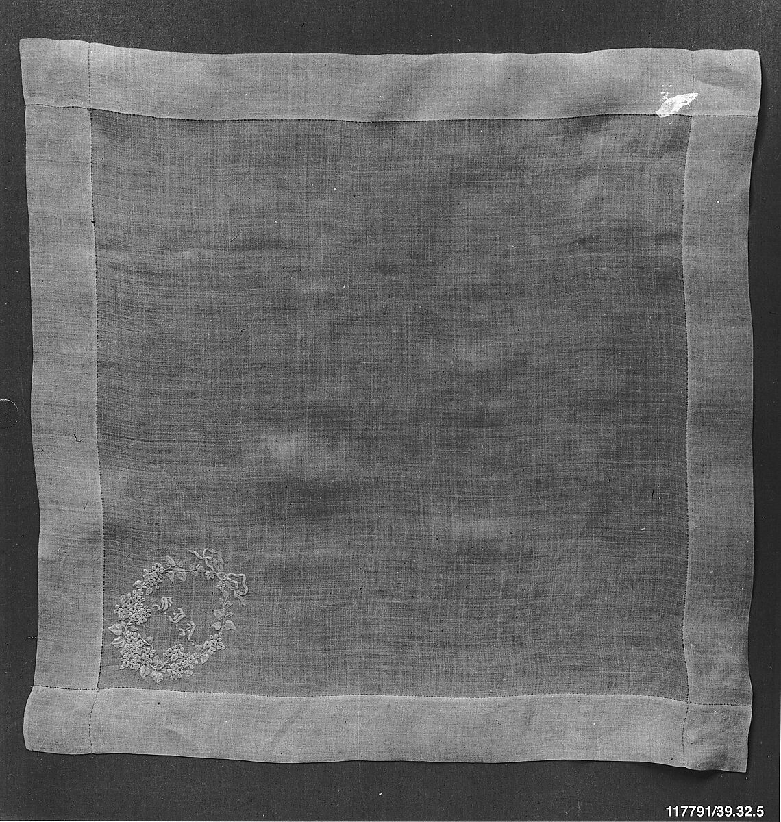 Handkerchief, Cotton on cotton, possibly French