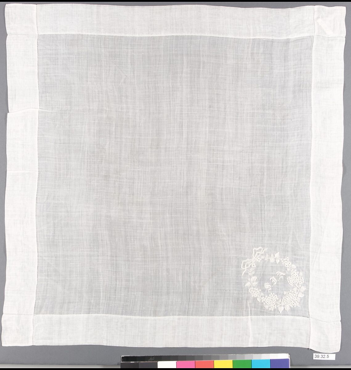 Handkerchief, Cotton on cotton, possibly French